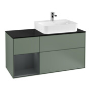 V&B Waschtischunterschrank Abdeckplatte Gl. bla m Finion 120cm, Reg li md bl. m Lac, Oli. m Lac