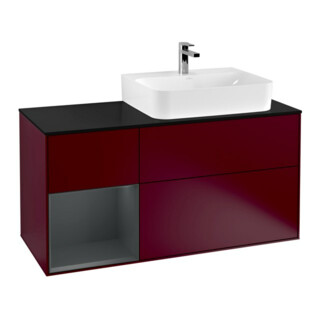 V&B Waschtischunterschrank Abdeckplatte Gl. bla m Finion 120cm, Reg li md bl. m Lac, Peony Matt