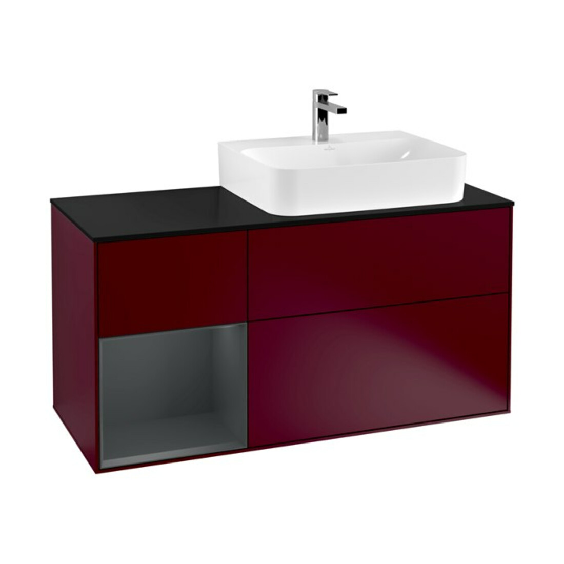 V&B Waschtischunterschrank Abdeckplatte Gl. bla m Finion 120cm, Reg li md bl. m Lac, Peony Matt