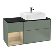 V&B Waschtischunterschrank Abdeckplatte Gl. bla m Finion 120cm, Reg li Oa ven, Olive Matt Lacquer