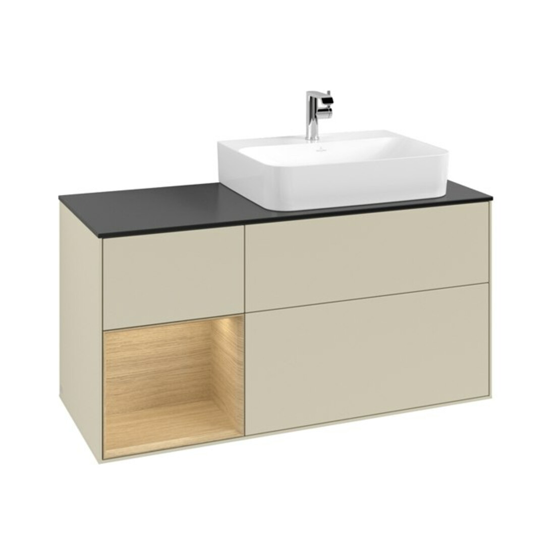 V&B Waschtischunterschrank Abdeckplatte Gl. bla m Finion 120cm, Reg li Oa ven, si Gr Matt Lacquer