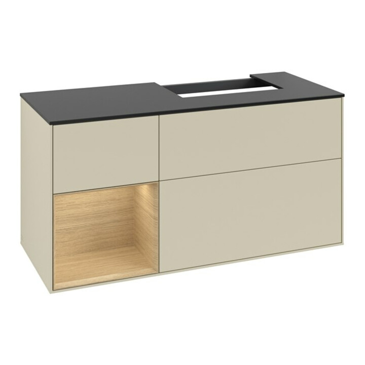 V&B Waschtischunterschrank Abdeckplatte Gl. bla m Finion 120cm, Reg li Oa ven, si Gr Matt Lacquer