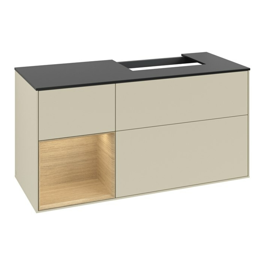 V&B Waschtischunterschrank Abdeckplatte Gl. bla m Finion 120cm, Reg li Oa ven, si Gr Matt Lacquer