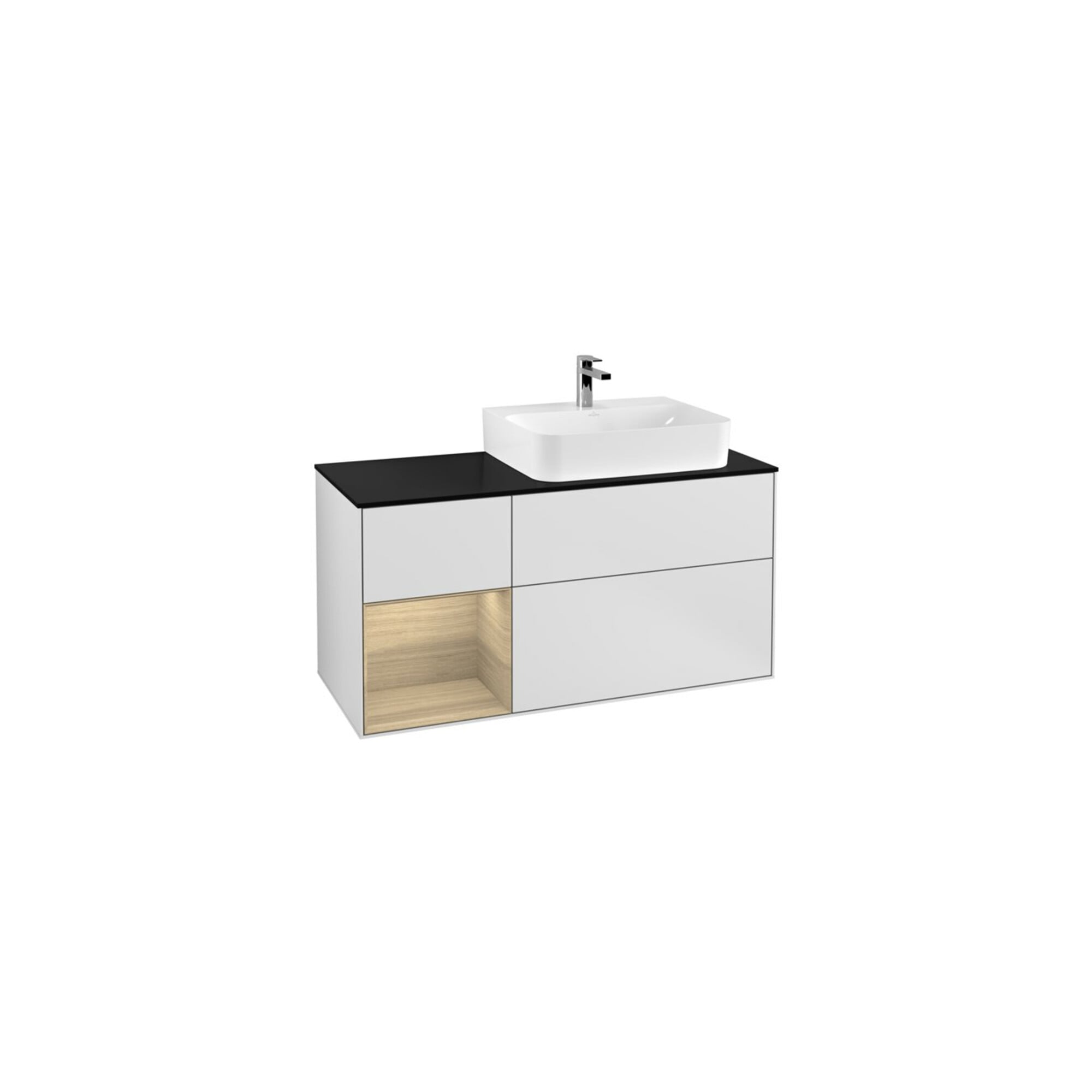 V&B Waschtischunterschrank Abdeckplatte Gl. bla m Finion 120cm, Reg li Oa ven, White matt lacquer ; Villeroy & Boch