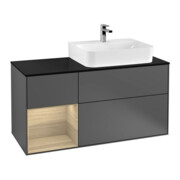 V&B Waschtischunterschrank Abdeckplatte Gl. bla m Finion 120cm, Reg li Oa Veneer, Anthracite matt