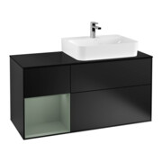 V&B Waschtischunterschrank Abdeckplatte Gl. bla m Finion 120cm, Reg li Oli. m Lac, bla m lacquer