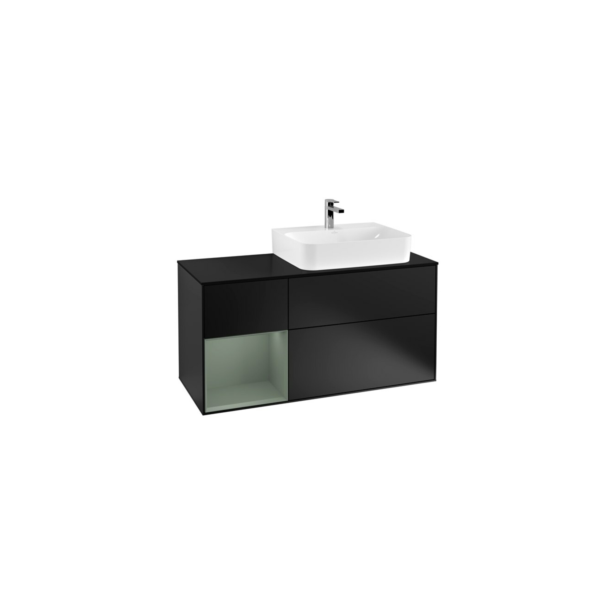 V&B Waschtischunterschrank Abdeckplatte Gl. bla m Finion 120cm, Reg li Oli. m Lac, bla m lacquer ; Villeroy & Boch
