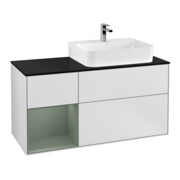 V&B Waschtischunterschrank Abdeckplatte Gl. bla m Finion 120cm, Reg li Oli. m Lac, wh. m lacquer