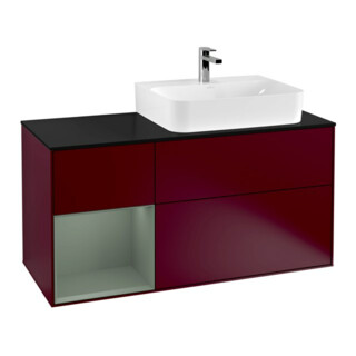 V&B Waschtischunterschrank Abdeckplatte Gl. bla m Finion 120cm, Reg li Oli. m Lacquer, Peony Matt