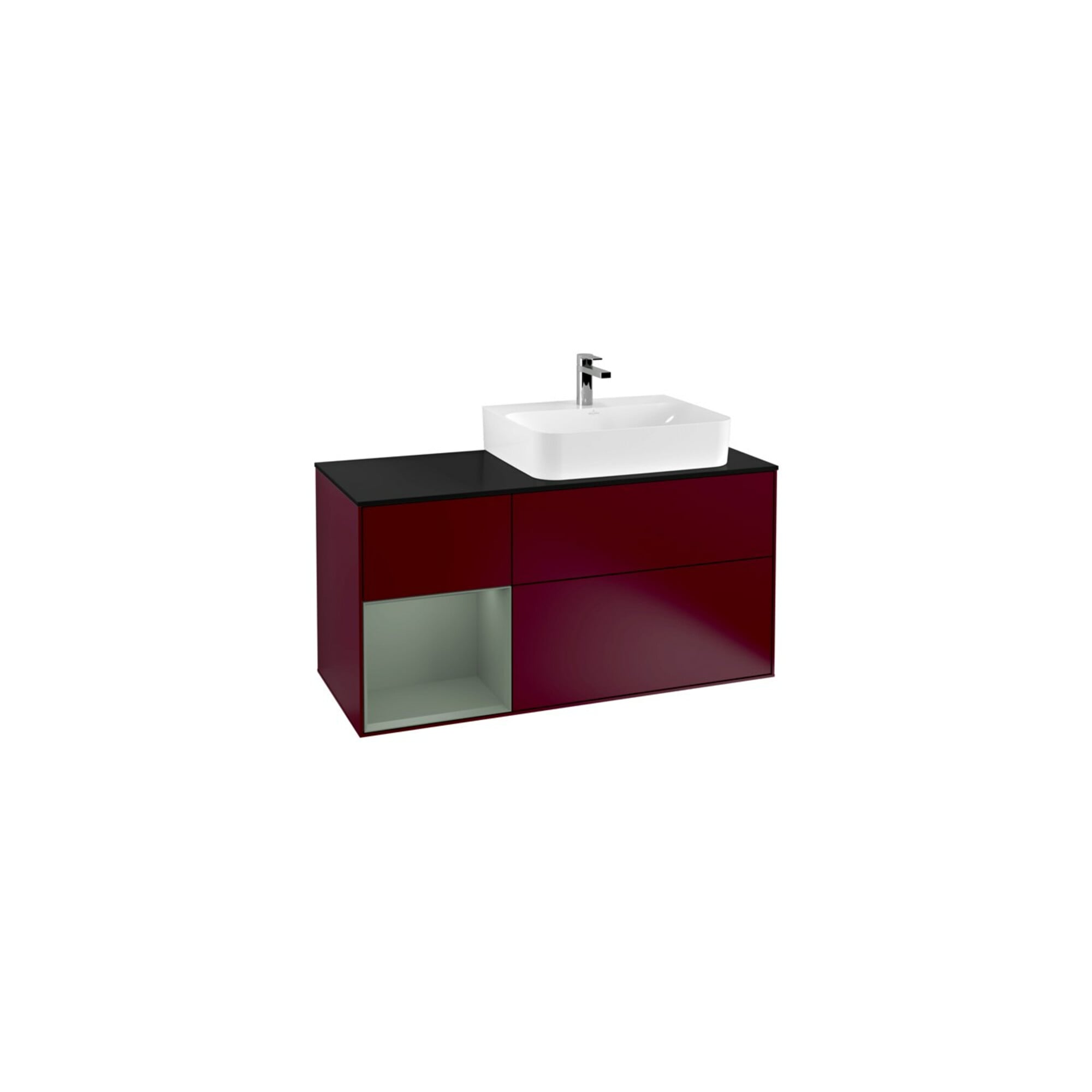 V&B Waschtischunterschrank Abdeckplatte Gl. bla m Finion 120cm, Reg li Oli. m Lacquer, Peony Matt ; Villeroy & Boch