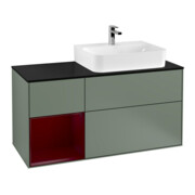 V&B Waschtischunterschrank Abdeckplatte Gl. bla m Finion 120cm, Reg li Peony, Olive Matt Lacquer