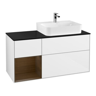 V&B Waschtischunterschrank Abdeckplatte Gl. bla m Finion 120cm, Reg li wal ven, glo white lacquer