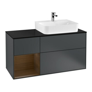 V&B Waschtischunterschrank Abdeckplatte Gl. bla m Finion 120cm, Reg li wal ven, md bl. m Lacquer