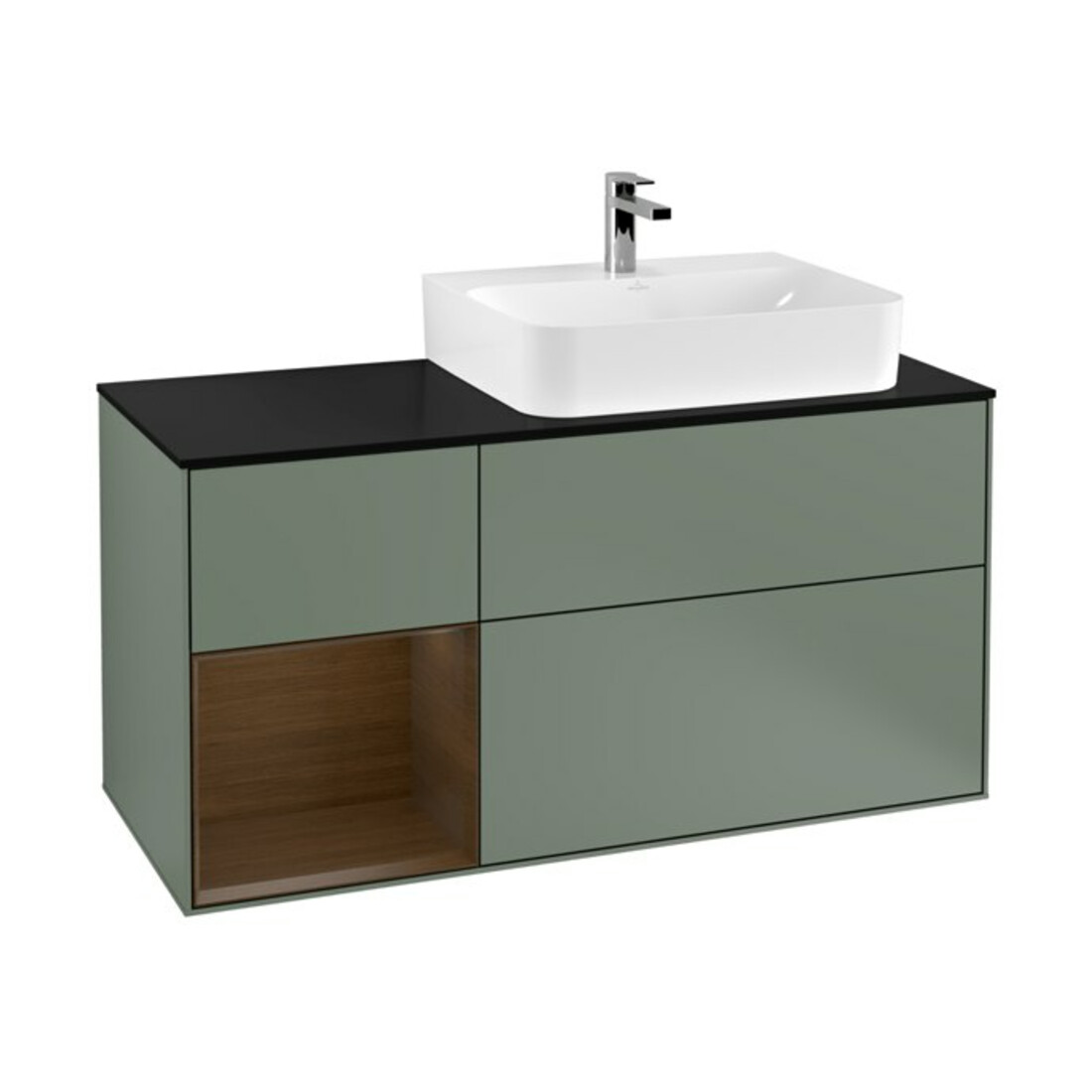 V&B Waschtischunterschrank Abdeckplatte Gl. bla m Finion 120cm, Reg li wal ven, Oli. Matt Lacquer