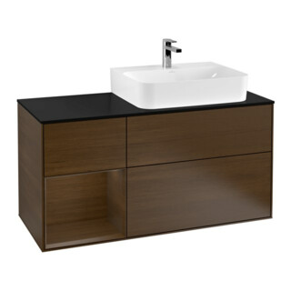 V&B Waschtischunterschrank Abdeckplatte Gl. bla m Finion 120cm, Reg li wal veneer, Walnut veneer