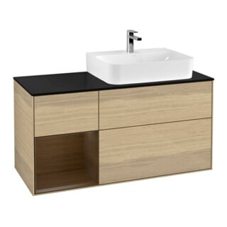 V&B Waschtischunterschrank Abdeckplatte Gl. bla m Finion 120cm, Reg li Walnut veneer, Oak Veneer