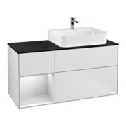 V&B Waschtischunterschrank Abdeckplatte Gl. bla m Finion 120cm, Reg li wh. m Lac, wh. m lacquer