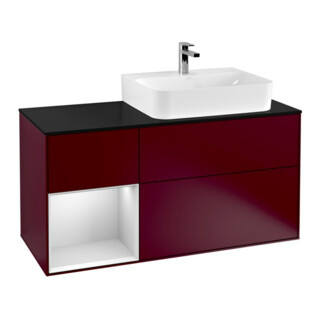 V&B Waschtischunterschrank Abdeckplatte Gl. bla m Finion 120cm, Reg li wh. m lacquer, Peony Matt