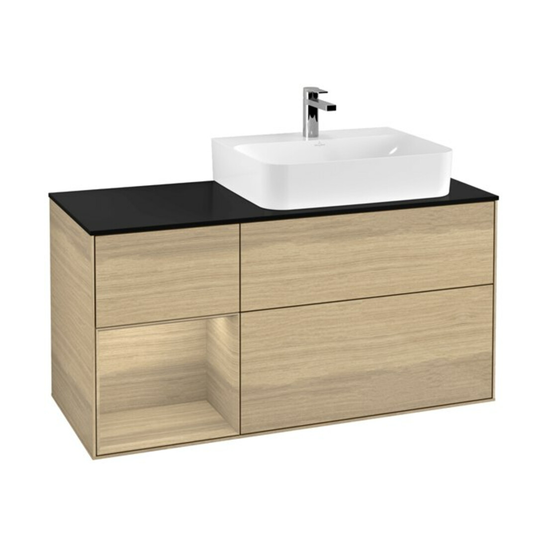 V&B Waschtischunterschrank Abdeckplatte Gl. bla m Finion 120cm, Reg links Oak Veneer, Oak Veneer