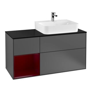 V&B Waschtischunterschrank Abdeckplatte Gl. bla m Finion 120cm, Reg links Peony, Anthracite matt