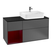 V&B Waschtischunterschrank Abdeckplatte Gl. bla m Finion 120cm, Reg links Peony, Anthracite matt