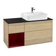 V&B Waschtischunterschrank Abdeckplatte Gl. bla m Finion 120cm, Regal links Peony, Oak Veneer
