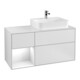 V&B Waschtischunterschrank Abdeckplatte Gl. wh. m Finion 120cm, Reg li glo wh. Lac, wh. m lacquer-1