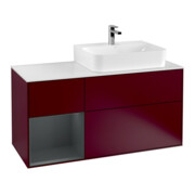 V&B Waschtischunterschrank Abdeckplatte Gl. wh. m Finion 120cm, Reg li md bl. m Lac, Peony Matt