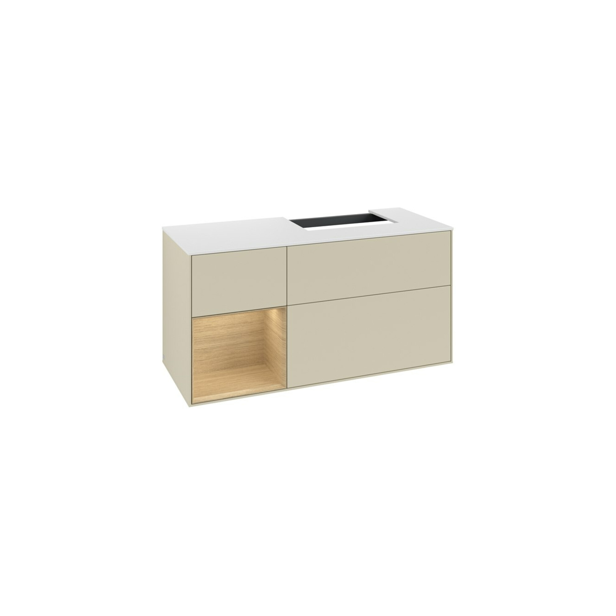 V&B Waschtischunterschrank Abdeckplatte Gl. wh. m Finion 120cm, Reg li Oa ven, si Gr Matt Lacquer ; Villeroy & Boch