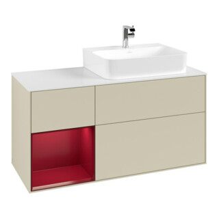 V&B Waschtischunterschrank Abdeckplatte Gl. wh. m Finion 120cm, Reg li Peo, si Grey Matt Lacquer