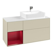 V&B Waschtischunterschrank Abdeckplatte Gl. wh. m Finion 120cm, Reg li Peo, si Grey Matt Lacquer