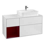 V&B Waschtischunterschrank Abdeckplatte Gl. wh. m Finion 120cm, Reg li Peony, White matt lacquer