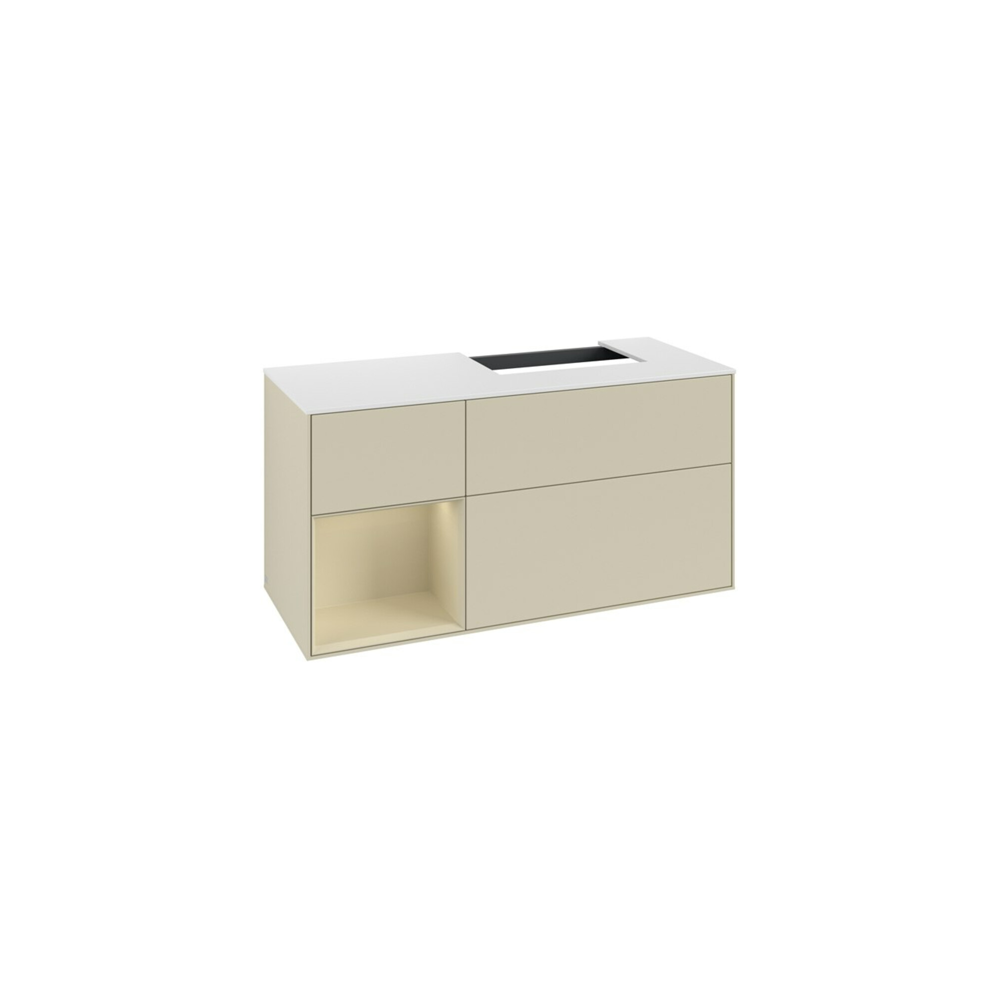 V&B Waschtischunterschrank Abdeckplatte Gl. wh. m Finion 120cm, Reg li si Gr m Lac, si Gr m Lac ; Villeroy & Boch