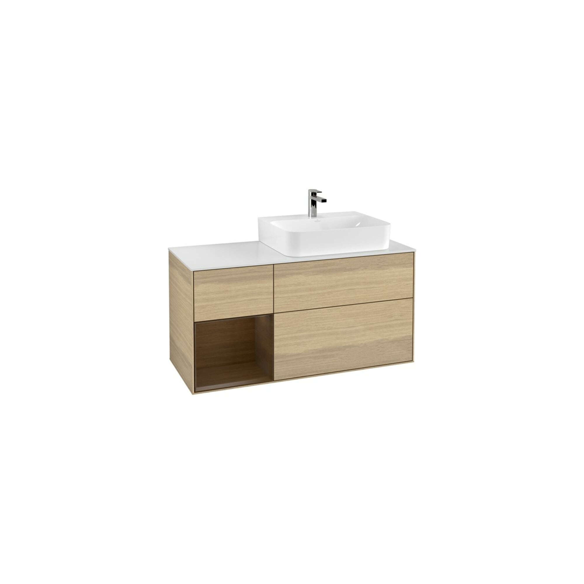 V&B Waschtischunterschrank Abdeckplatte Gl. wh. m Finion 120cm, Reg li Walnut veneer, Oak Veneer ; Villeroy & Boch