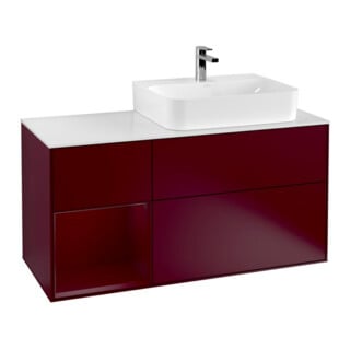 V&B Waschtischunterschrank Abdeckplatte Gl. wh. m Finion 120cm, Regal links Peony, Peony Matt