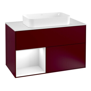 V&B Waschtischunterschrank Abdeckplatte wh. m Finion 100x60,3cm, Reg li glo wh. Lac, Peo Matt