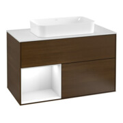 V&B Waschtischunterschrank Abdeckplatte wh. m Finion 100x60,3cm, Reg li glo wh. Lac, wal ven