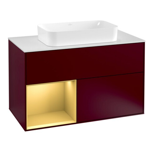 V&B Waschtischunterschrank Abdeckplatte wh. m Finion 100x60,3cm, Reg li Gold matt, Peony Matt