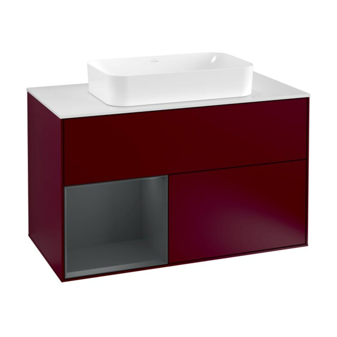 V&B Waschtischunterschrank Abdeckplatte wh. m Finion 100x60,3cm, Reg li md bl. m Lac, Peo m