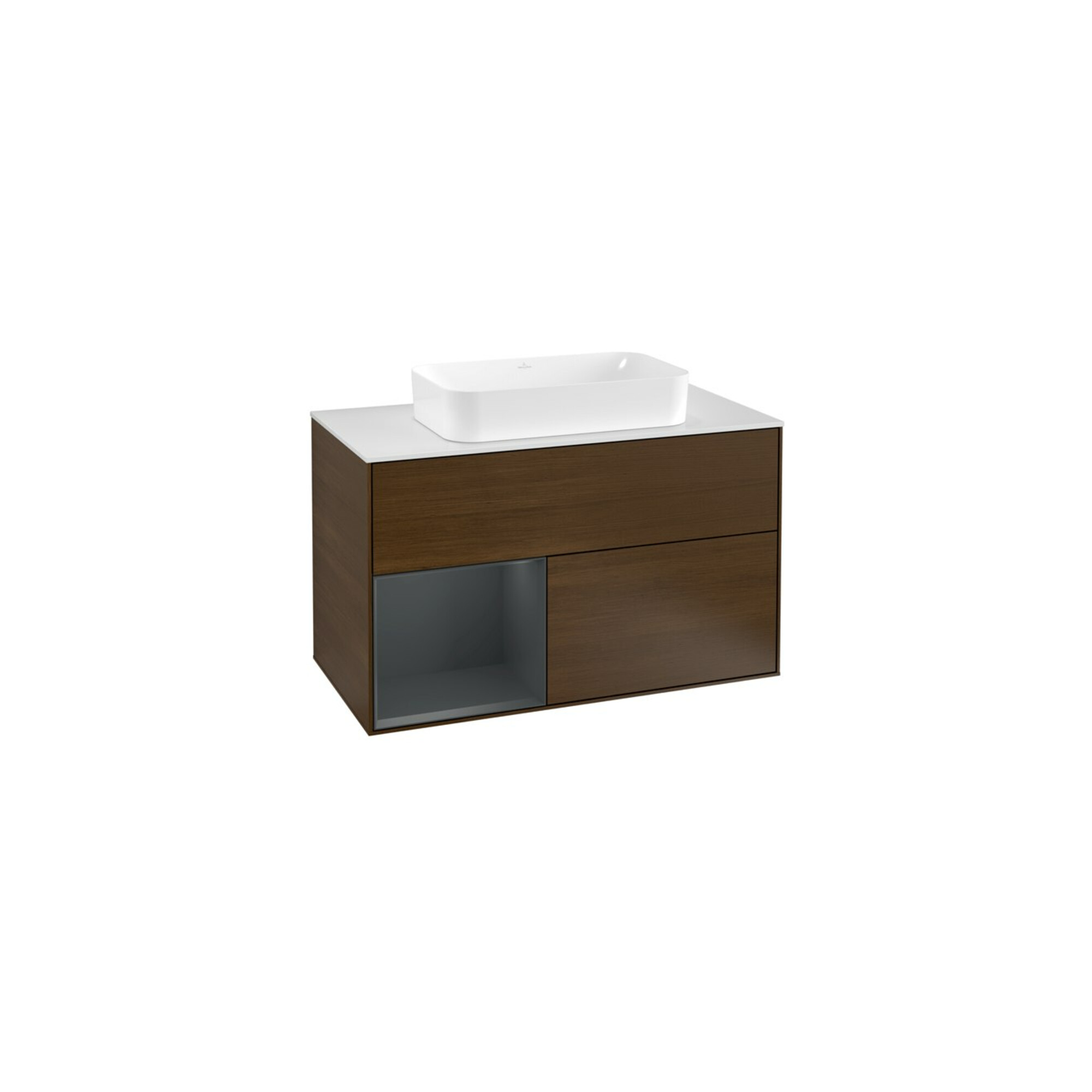 V&B Waschtischunterschrank Abdeckplatte wh. m Finion 100x60,3cm, Reg li md bl. m Lac, wal ven ; Villeroy & Boch
