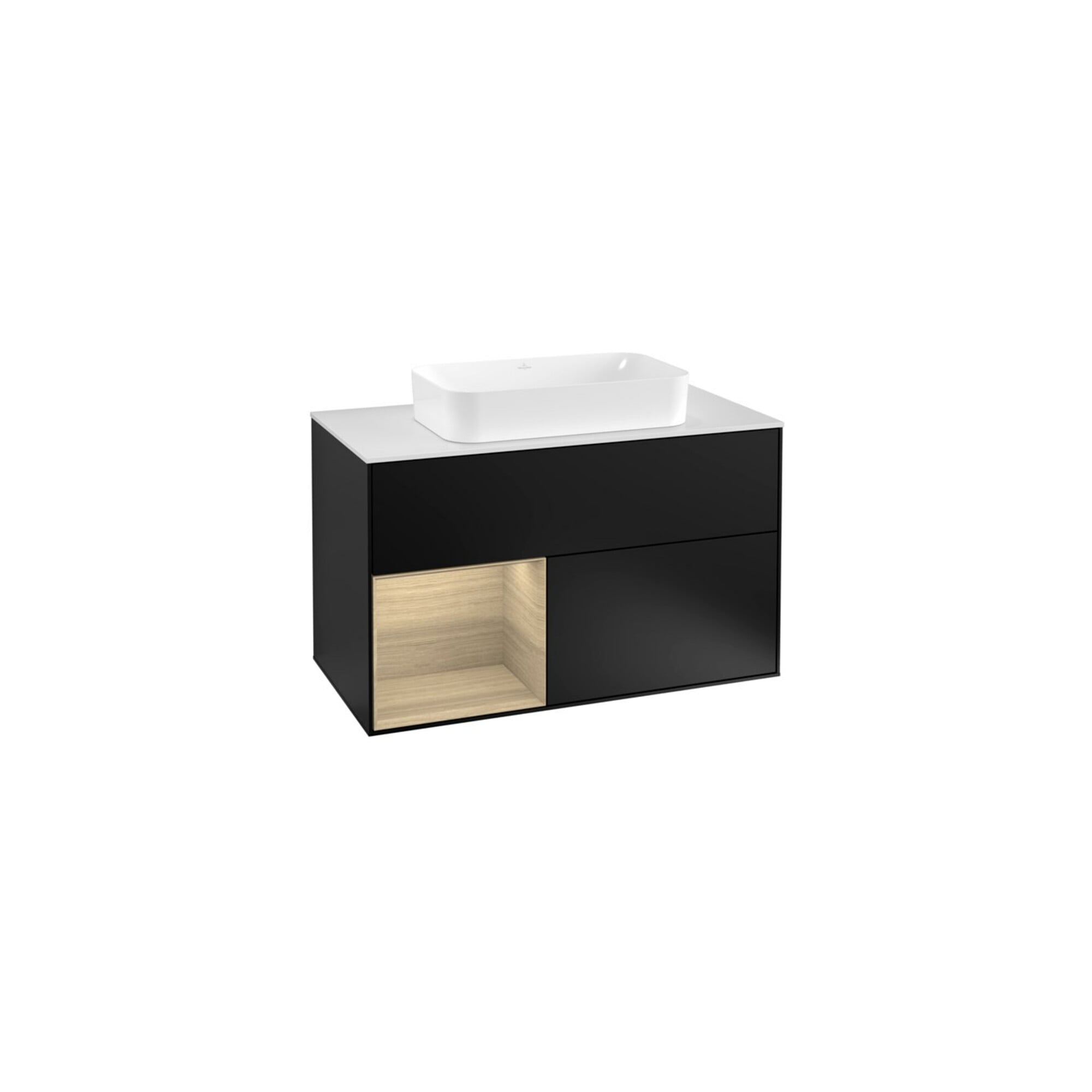 V&B Waschtischunterschrank Abdeckplatte wh. m Finion 100x60,3cm, Reg li Oa ven, bla m lacquer ; Villeroy & Boch