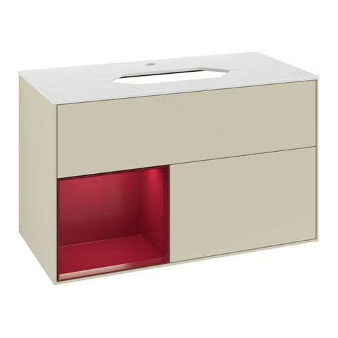 V&B Waschtischunterschrank Abdeckplatte wh. m Finion 100x60,3cm, Reg li Peo, si Gr m Lacquer