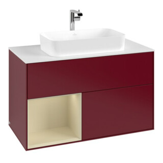 V&B Waschtischunterschrank Abdeckplatte wh. m Finion 100x60,3cm, Reg li si Gr m Lac, Peo Matt