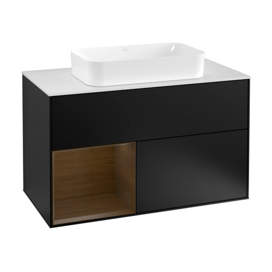 V&B Waschtischunterschrank Abdeckplatte wh. m Finion 100x60,3cm, Reg li wal ven, bla m Lac