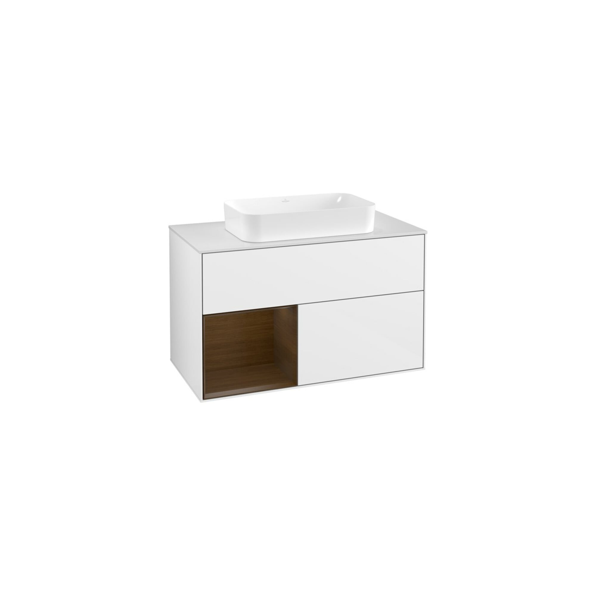 V&B Waschtischunterschrank Abdeckplatte wh. m Finion 100x60,3cm, Reg li wal ven, glo wh. Lac ; Villeroy & Boch