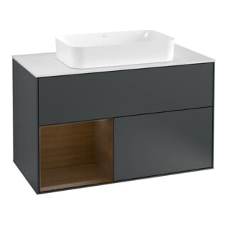 V&B Waschtischunterschrank Abdeckplatte wh. m Finion 100x60,3cm, Reg li wal ven, md bl. m Lac