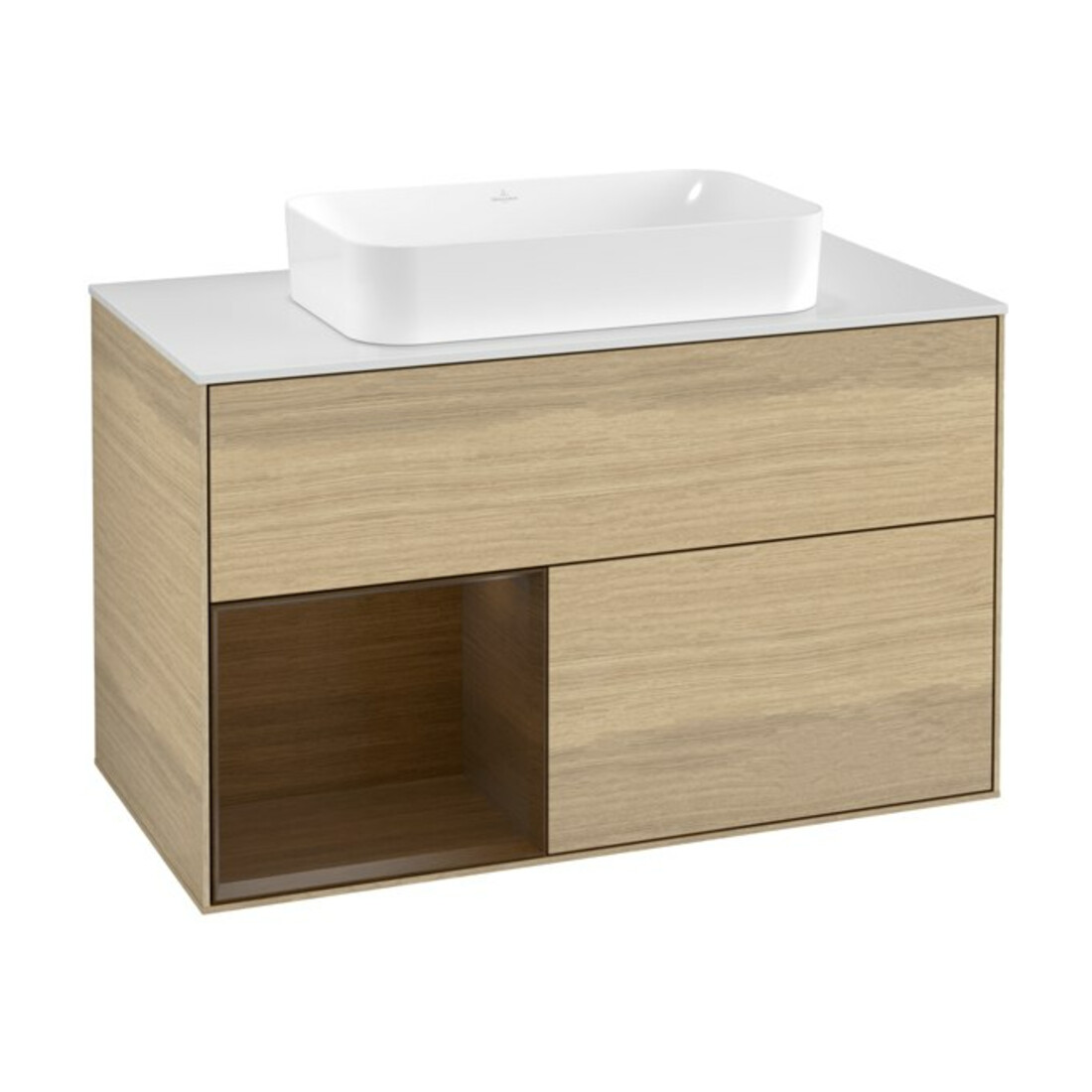 V&B Waschtischunterschrank Abdeckplatte wh. m Finion 100x60,3cm, Reg li wal ven, Oak Veneer