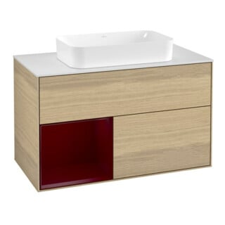 V&B Waschtischunterschrank Abdeckplatte wh. m Finion 100x60,3cm, Reg links Peony, Oak Veneer