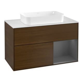 V&B Waschtischunterschrank Abdeckplatte wh. m Finion 100x60,3cm, Reg re Anthrac. m, wal ven