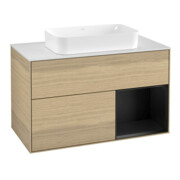 V&B Waschtischunterschrank Abdeckplatte wh. m Finion 100x60,3cm, Reg re bla m Lac, Oak Veneer